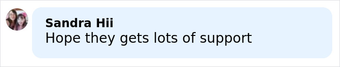 Comment by Sandra Hii expressing hope for lots of support in a discussion about controversial case update.