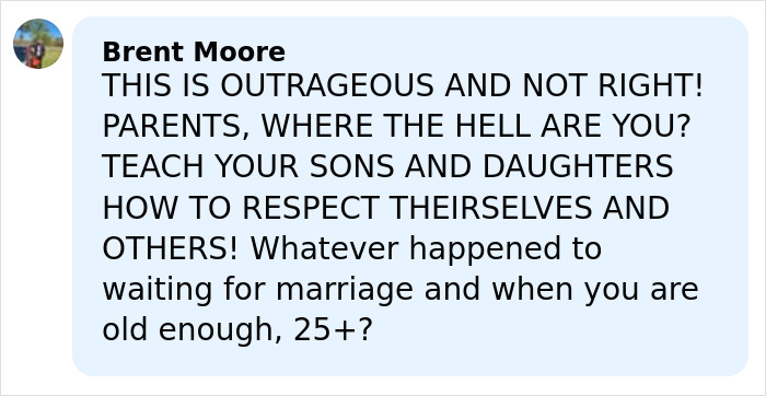 Comment expressing outrage over controversial case involving 15-year-old pregnant by 12-year-old and parenting concerns.