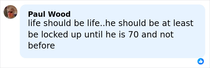 Comment from Paul Wood suggesting a life sentence for an open misogynist involved in a mother hostage incident.