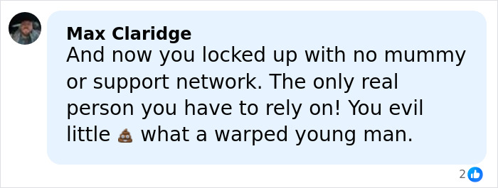 Screenshot of a social media comment discussing an open misogynist&rsquo;s fate after taking his mother hostage.