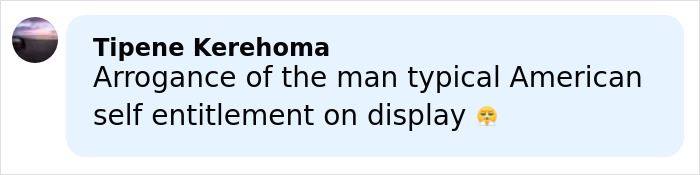 Facebook comment criticizing American tourist's arrogance and entitlement during Bali shutdown enforcement measures.