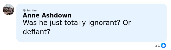 Comment by Anne Ashdown questioning if someone was ignorant or defiant after American tourist arrested during Bali shutdown.