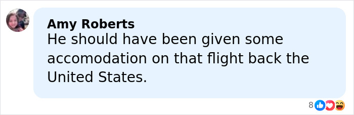 Comment from Amy Roberts discussing the consequences faced by an American tourist during the Bali shutdown.