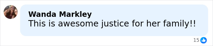 Facebook comment from Wanda Markley expressing support for justice in a mysterious homicide cold case of realtor.