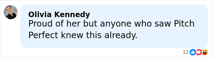 Screenshot of a social media comment discussing Anna Camp finally clearing up her sexuality amid age-gap romance news.