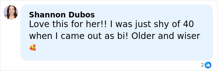 Comment by Shannon Dubos expressing support for Anna Camp finally clearing up her sexuality and mentioning coming out as bi.
