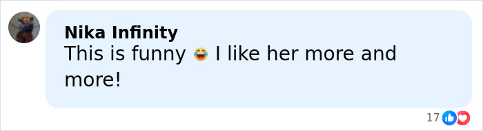 Comment by Nika Infinity expressing enjoyment and growing appreciation in a social media post about Elon Musk's trans daughter Vivian's new merch line.