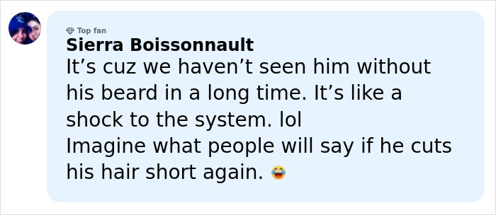 Comment by Sierra Boissonnault reacting to Jim Carrey’s changing appearance, related to Dr. Terry Dubrow’s medical verdict. Comment by Sierra Boissonnault reacting to Jim Carrey’s changing appearance, related to Dr. Terry Dubrow’s medical verdict.
