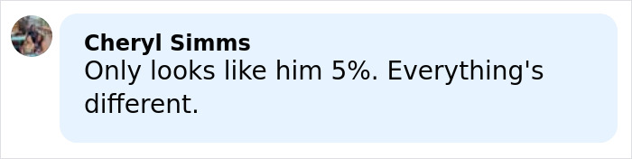 Comment by Cheryl Simms in a social media post discussing differences in appearance related to Jim Carrey's face controversy. Comment by Cheryl Simms in a social media post discussing differences in appearance related to Jim Carrey's face controversy.
