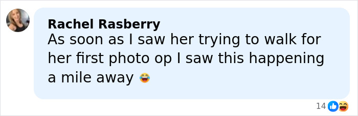 Comment from Rachel Rasberry reacting to Kim Kardashian&rsquo;s dramatic fall during Oscars night viral moment.