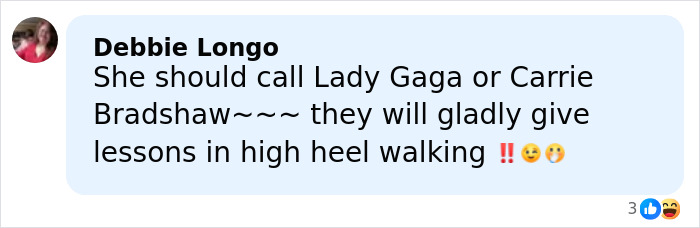 Comment by Debbie Longo about Lady Gaga and Carrie Bradshaw giving high heel walking lessons, related to Kim Kardashian&rsquo;s dramatic fall.