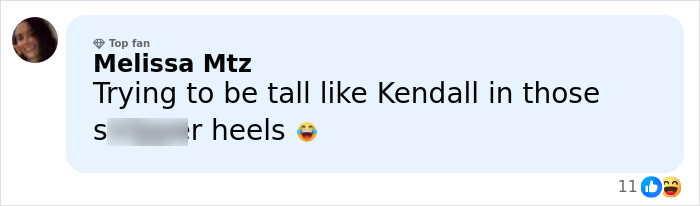 Comment about trying to be tall like Kendall in heels, relating to Kim Kardashian&rsquo;s dramatic fall viral moment.