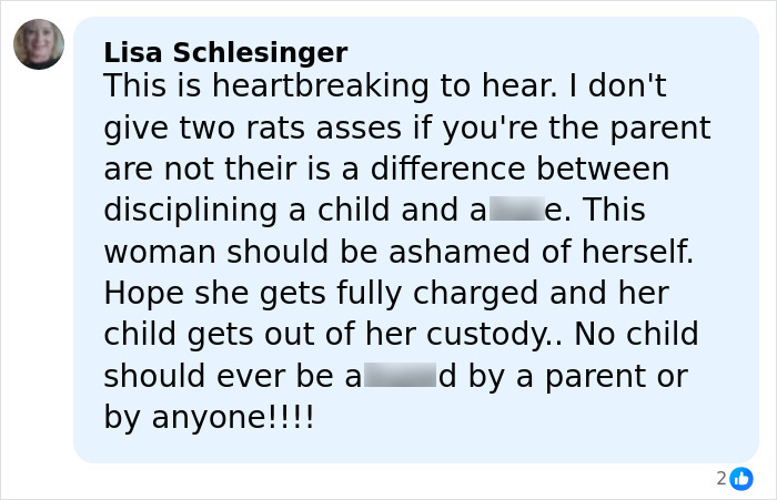 Comment from Lisa Schlesinger expressing heartbreak over mom of 5YO arrested for horrible crimes at festival crowd.