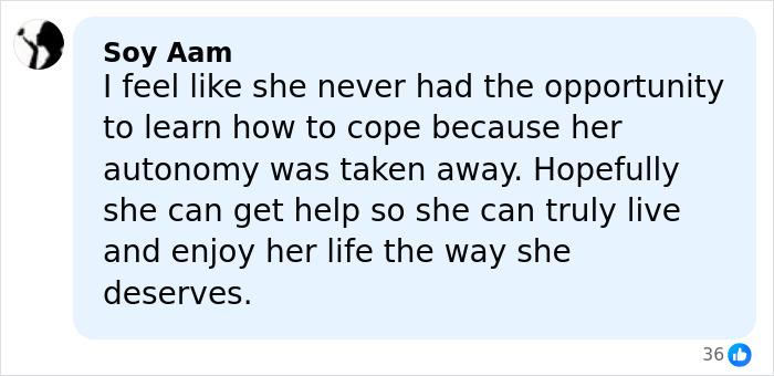 User comment expressing hope for Britney Spears to regain autonomy and live a fulfilling life after arrest.