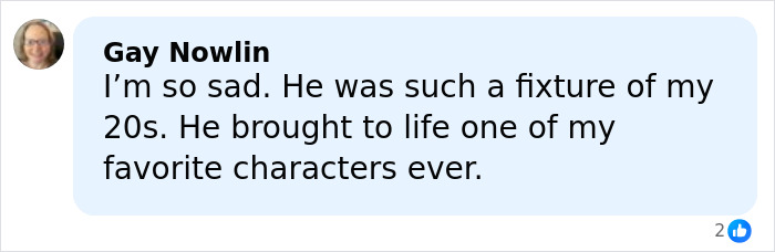 Comment expressing sadness about Buffy the Vampire Slayer star Nicholas Brendon and his impact as a favorite character of the 20s.