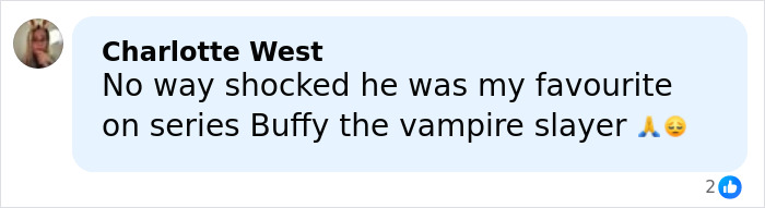 Comment by Charlotte West expressing shock and naming Buffy the Vampire Slayer star Nicholas Brendon as her favorite on the series.