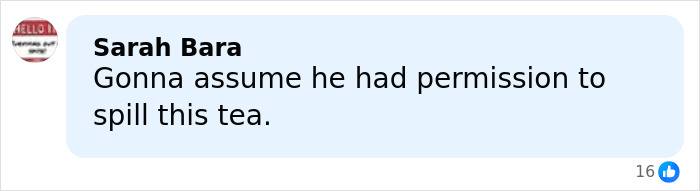 Comment on social media post reading Sarah Bara assuming permission was given to share the staggering fact about Zendaya and Tom Holland's private romantic life.