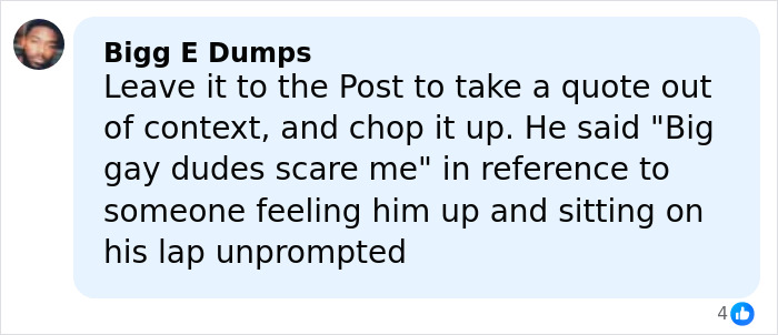 Comment from Bigg E Dumps discussing a quote about fear and personal boundaries related to Shia LaBeouf Mardi Gras arrest.