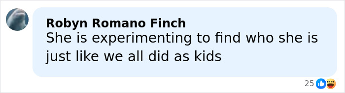Comment discussing a child experimenting with identity, reflecting on childhood exploration and self-discovery.