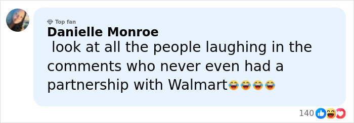 User comment by Danielle Monroe about people laughing in comments without Walmart partnership, highlighting Netflix cuts ties with Meghan Markle.