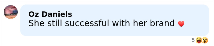 User comment on social media about Meghan Markle and her brand, displayed with a heart emoji.