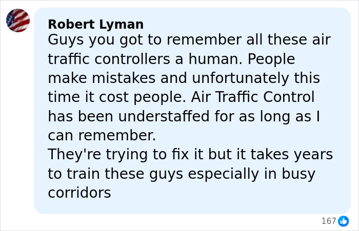 Comment discussing air traffic controllers' challenges amid Aviation Experts Speak Out after Air Canada LaGuardia crash. Comment discussing air traffic controllers' challenges amid Aviation Experts Speak Out after Air Canada LaGuardia crash.