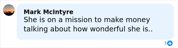 Facebook comment by Mark McIntyre expressing skepticism about Meghan Markle&rsquo;s motives in a social media post.