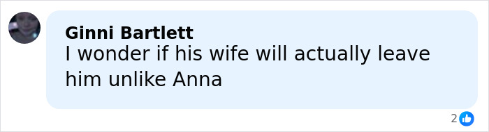 Comment by Ginni Bartlett expressing doubt about Joseph Garrett Duggar's wife leaving him, related to 19 Kids And Counting star arrest.