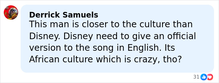 Comment about Lion King composer linked to lawsuit over viral joke about lyrics, displayed in a social media style box.