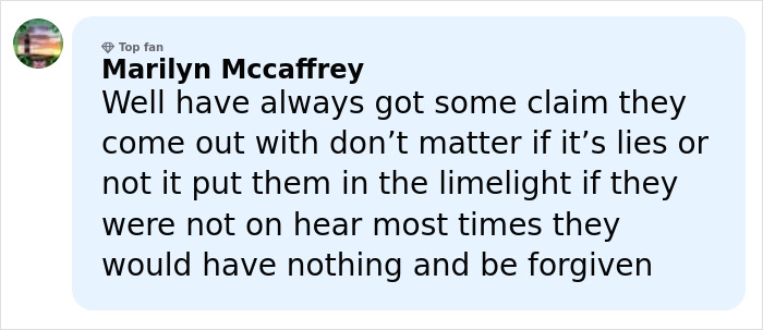 Commenter Marilyn Mccaffrey responding to bombshell claims with a furious statement about Harry and Meghan online.