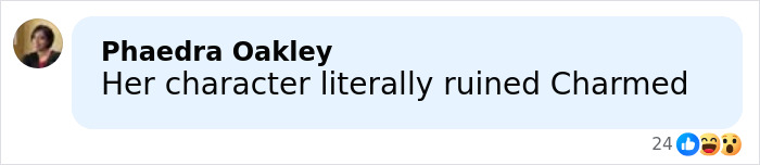 Comment by Phaedra Oakley saying her character literally ruined Charmed, discussing Kaley Cuoco calls out former co-star.