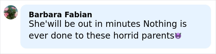 Comment from Barbara Fabian criticizing parents, mentioning consequences related to mom arrested after obscene gesture at Universal Studios.