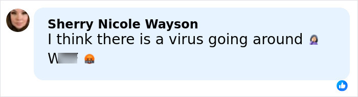 Screenshot of a social media comment by Sherry Nicole Wayson mentioning a virus going around.