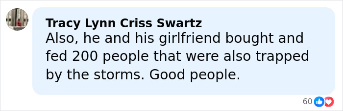 Comment highlighting Jason Momoa and his girlfriend feeding 200 people trapped by historic Hawaii floods causing mass evacuations.
