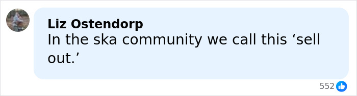 Comment by Liz Ostendorp in a social media discussion about controversy and community reactions in the ska scene