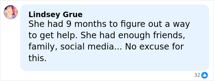 Screenshot of a social media comment discussing Laken Snelling's newborn baby's autopsy results and manslaughter charge.