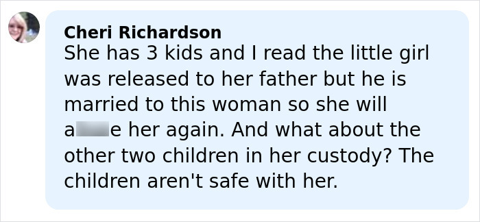 Comment discussing concerns about the mom of a 5-year-old arrested for horrible crimes in front of a festival crowd.