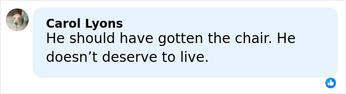 Comment by Carol Lyons expressing a strong opinion on Bryan Kohberger and his college homicides discussed with DMV worker.