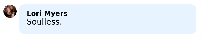 Comment by Lori Myers saying Soulless in a social media style text bubble about Bryan Kohberger college homicides discussion.