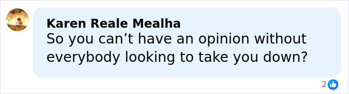 Comment by Karen Reale Mealha criticizing negative reactions to opinions in online discussions about Timoth&eacute;e Chalamet.