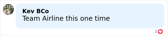 Comment from user Kev BCo addressing Team Airline regarding the airline's new customer of size policy backlash.