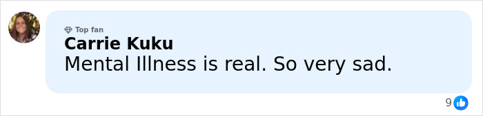 Comment by Carrie Kuku expressing concern about mental illness, highlighting alarming signs and breaking point issues.