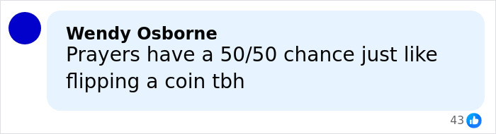 Comment on social media mentioning prayers and chance, relating to Gwen Stefani addressing her Christian pivot after promoting controversial anti-abortion app.