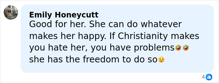 Screenshot of a social media comment discussing Gwen Stefani&rsquo;s Christian pivot and her promotion of an anti-abortion app.