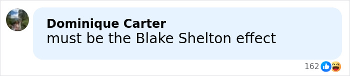 Text message conversation screenshot with user Dominique Carter commenting on the Blake Shelton effect.