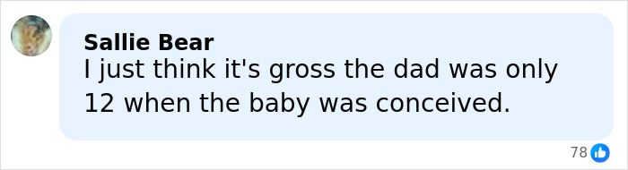 Comment discussing the controversial case involving a 15-year-old pregnant by a 12-year-old and expressing discomfort.