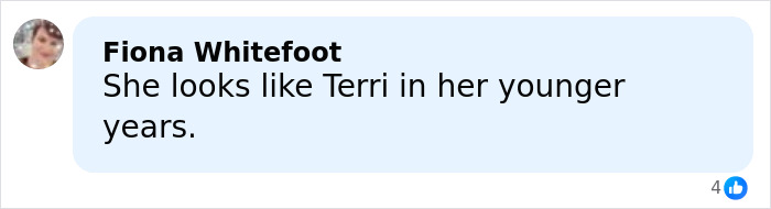 Comment by Fiona Whitefoot on social media discussing resemblance related to Robert Irwin's rumored new girlfriend reactions.