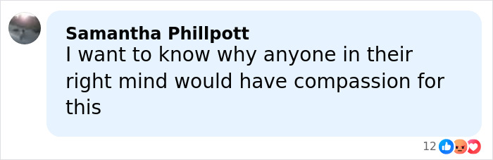 Comment by Samantha Phillpott questioning why anyone would have compassion for the model found with horrific injuries on Dubai roadside.