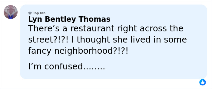 Comment from Lyn Bentley Thomas expressing confusion about a restaurant location related to the gloves in Nancy Guthrie case.