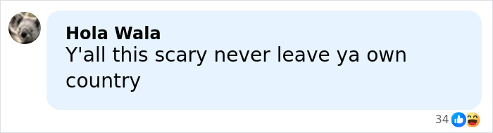 Comment box with text warning about a scary situation, relating to a horrifying discovery in Bali after ransom video.